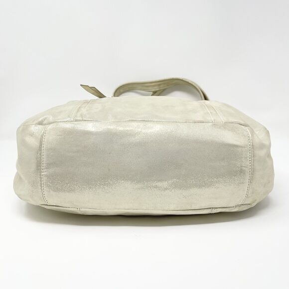 COACH Poppy Metallic Tote Shoulder Handbag Champagne Gold Tetro Designer - Picture 7 of 14